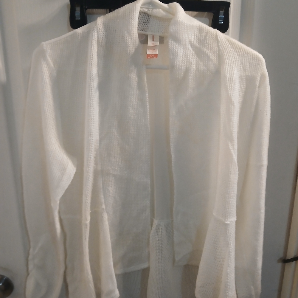 No Boundaries White Open-Weave Cardigan